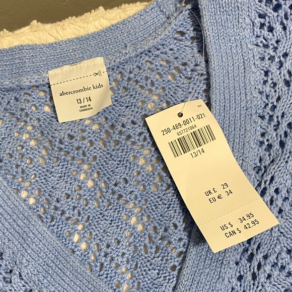 Abercrombie Light Blue Lace Cardigan NWT - Picture 2 of 4